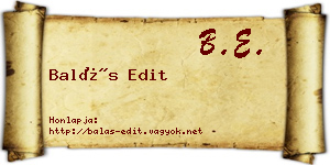 Balás Edit névjegykártya
